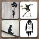 Banksy Set Of 4 Glossy Coasters C14 | Personalised Gift | Gifts For Under 20 |