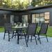 5 Piece Patio Dining Set - Glass Table, 4 Flex Stack Chairs