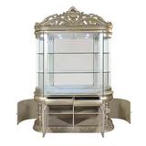 ACME Furniture Sorina Lighted China Cabinet Wood/Glass in Brown/White/Yellow | 109 H x 77 W x 23 D in | Wayfair DN01211