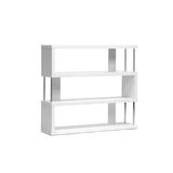Orren Ellis Studio Barnes White Three-Shelf Modern Bookcase Wood in Brown/White | 38.5 H x 43.38 W x 11.5 D in | Wayfair