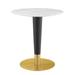 Everly Quinn Zinque 28" Artificial Marble Dining Table Metal in White | 30 H x 27.5 W x 27.5 D in | Wayfair 4082BA1571A246DDA2D5CE3A3663A1A7