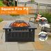 SEGMART Outdoor Fire Pit 32 Square Metal Fire Pit Table with Spark Screen & Log Poker Stove Wood Burning Fire Pit Bowl Ideal for Yard Patio Beach Picnic Bonfire K2722