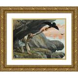 James Tissot 24x18 Gold Ornate Framed and Double Matted Museum Art Print Titled - Elijah Fed by the Ravens (C. 1896-1902)