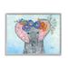 Stupell Industries Baby Elephant & Mouse Decorated Flower Blossoms Collage Painting Gray Framed Art Print Wall Art Design by Lisa Morales