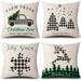 Christmas Pillow Covers 18x18 Green Buffalo Plaid Farmhouse Decorative Throw Pillows Cases for Couch Xmas Sofa Bed Holiday Bedding Set of 4