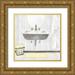 Reed Tara 20x20 Gold Ornate Wood Framed with Double Matting Museum Art Print Titled - Farmhouse Bath II gray And yellow-Sink