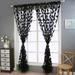 WANYNG textile Embroidered window screen 2pcs Leaf Tulle Door Window Curtain Drape Panel Sheer Scarf Valances Curtain Black