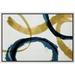wall26 Framed Canvas Print Wall Art Geometric Gold Blue Paint Stroke Collage Abstract Shapes Illustrations Modern Art Decorative Bohemian Multicolor for Living Room Bedroom Office - 24 x36 White