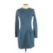 Gap Casual Dress - Sheath Crew Neck Long sleeves: Blue Print Dresses - Women's Size X-Small