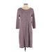 Sonoma Goods for Life Casual Dress - Shift Scoop Neck 3/4 sleeves: Burgundy Print Dresses - Women's Size Small