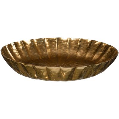 Dekoschale CREATIV DECO "Weihnachtsdeko", gold (goldfarben), H:9cm Ø:55cm, Aluminium, Dekoschalen, mit Struktur-Rand Image