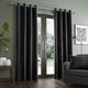 Catherine Lansfield Faux Suede 66x90 Inch Lined Eyelet Curtains Two Panels Black