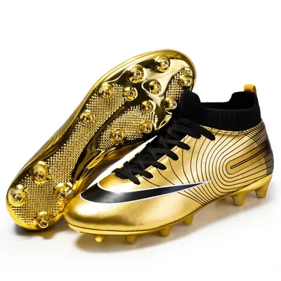 Chaussures de football dorées pour hommes et adolescents chaussures de football FG AG chaussures