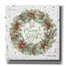 The Holiday Aisle® Be Merry Bright Wreath by Cindy Jacobs - Wrapped Canvas Painting Canvas in Green/Red/White | 12 H x 12 W x 0.75 D in | Wayfair