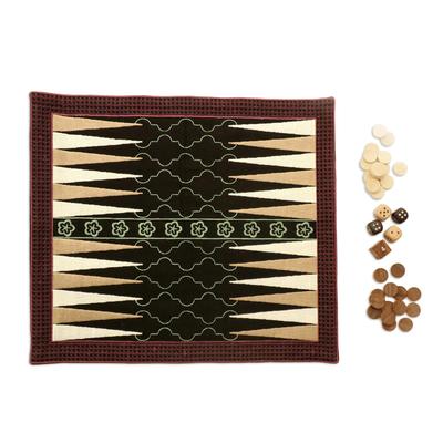 Novica Handmade Ganga Star In Mint Cotton And Wood Backgammon Set