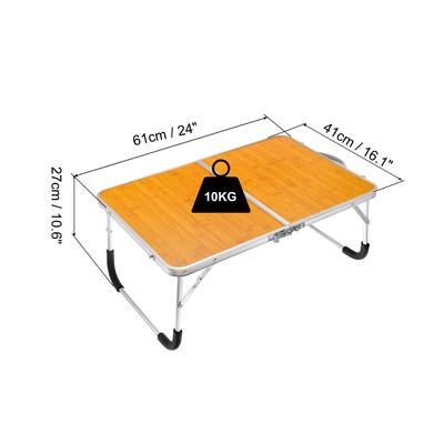 Foldable Laptop Table, Picnic Bed Tray Table with Tote Bag, Brown