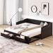 Wooden Daybed with Trundle Bed and Two Storage Drawers, Extendable Bed Daybed, Sofa Bed with Two Drawers Suitable for Bedroom