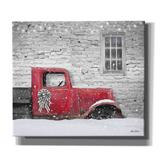 The Holiday Aisle® Christmas Truck w/ Plaid Bow by Lori Deiter - Wrapped Canvas Graphic Art Canvas in Gray/Red/White | Wayfair