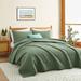 Ebern Designs Stroman Quilted Microfiber Coverlet Set Microfiber in Green | King Quilt + 2 King Pillowcases | Wayfair