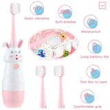 EASTIN Kids Sonic Electric Toothbrush Battery Powered Cartoon Soft Toothbrush with 3 Replaceable Brush Head for Children Toddlers for Boys&Girls Age 3-12-Deep Clean for Kids