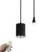 FSLiving Remote Control Dimmable 3 Colors 7W Hanging Spotlight 15Ft Plug in Cord Black Metal Silver Inside Vintage Design Pendant Light for Bedroom Foyer Hallway Kitchen Island Loft Farmhouse-1 Pack