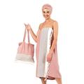 AVVEXA Women Towel Body Wrap with Hair Wrap from Turkish Peshtemal Towel Lightweight Quick Dry Adjustable Perfect for Spa Gym Pool Bath Shower 100% Turkish Cotton