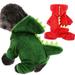 Limei Dog Dinosaur Costumes Cat Hoodie Xmas Pajamas Funny Dino Cosplay Chucky Costume Velvet Winter Warm Onesies Coat Green Pet Clothes for Small Medium Pet Puppy Overall Jumpsuit Cold Weather Outfit