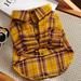 Pet Costume Plaid Teddy Bears Bomei Fadou Cat Shirt Thin Small Dog Pet Spring And Autumn Dog Clothes Yellow S