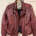 Free People Jackets & Coats | Free People Red Leather Jacket Coat Moto Size 8 M L | Color: Red | Size: 8