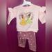 Disney Matching Sets | Disney Baby Ruffle Shoulder Sweatshirt And Sweatpants Set Tiana And Belle Ruffle | Color: Pink/Yellow | Size: 0-3mb