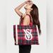 Victoria's Secret Bags | New! 2022 Vs Red Cozy Plaid Tote | Color: Red | Size: Tote