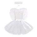 Kids Baby Girls Angel and Devil Costumes Halloween Christmas Carnival Fancy Dress Up Tutu Dress+Feather Angle Wings+Angel Halo Headband Valentine's Day Cupid Fairy Outfit White 3pcs 7-8 Years