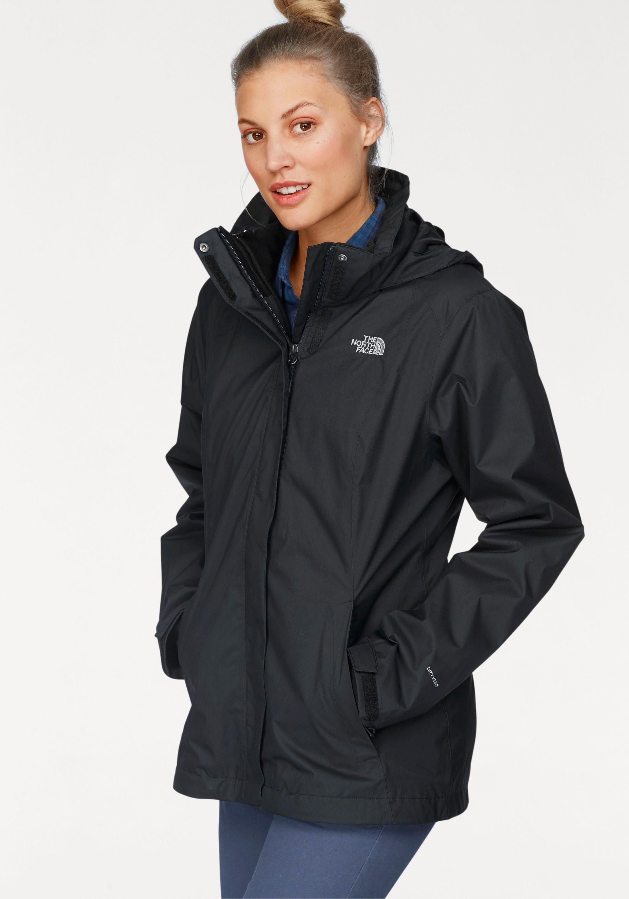 3-in-1-Funktionsjacke THE NORTH FACE "EVOLVE II TRICLIMATE", Damen, Gr. S (36), schwarz, Obermaterial: 100% Polyester. Futter: 100% Polyester. Innenjacke: 100% Polyester. Meshfutter: 100% Polyester, unifarben, hüftbedeckend, mit Klettverschlüssen,...