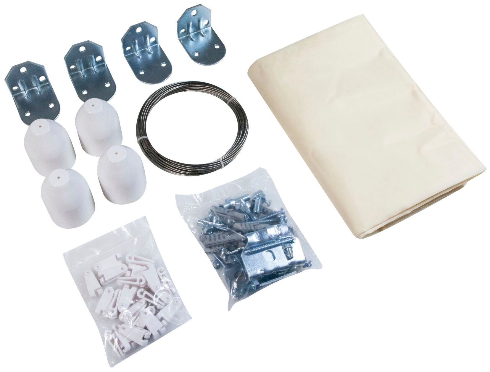 Seilspannsonnensegel WINDHAGER, beige (cremeweiß), B:270cm T:140cm, Polyester, Sonnensegel, Sonnensegel für Seilspanntechnik, 2,7x1,4 m