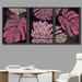 IDEA4WALL Pink & Tan Monstera & Palm Leaf Variety Nature Plants - 3 Piece Floater Frame Graphic Art on Canvas in Gray/Pink | Wayfair 8022271860147