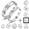 Bagues de Couple en Argent Sterling Plaqué Platine Bijoux à la Mode pour Cadeau pour Amoureux