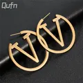 Boucle d'oreille en acier inoxydable avec lettre V pour femme goutte d'oreille exagérée bijoux de