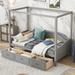 Twin Size Wooden Canopy Daybed with 3 in 1 Storage Drawers