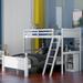 Twin Over Full Loft Bed with Ball Shape Embel lishment, Solid Wood Loft Bed Frame with Cabinet & Ladder, for Kids Teens Bedroom