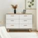 Rosewood/ White Wood 6-Drawer Double Dresser Storage Cabinet Organizer