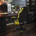 Inbox Zero Reclining Ergonomic Faux Leather Swiveling PC & Racing Game Chair Adjustable Faux Leather in Yellow | 44.5 H x 26.5 W x 27.5 D in | Wayfair