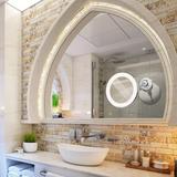 Ebern Designs Margene LED Lighted Magnifying Makeup/Shaving Mirror 14.0 H x 7.0 W x 2.8 D in brown/gray/ in White | 14" H X 7" W X 2.8" D | Wayfair