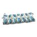 Pillow Perfect Leaf Block Teal/Citron Outdoor Tufted Bench Swing Cushion - 48 X 18 X 5