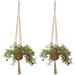 2 Pack Plant Hangers Indoor Hanging Planter Basket Flower Pot Holder for Indoor Outdoor Ceiling Deck Balcony Round and Square Pots