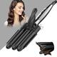 BreaDeep 3 Barrel Hair Curling Iron Wand Ceramic Tourmaline Triple Barrels Dual Voltage Hair Crimper Temperature Adjustable 25mm Hair Crimper Hair Waving Styling Tools for Women & Girls (Black)