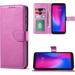 Compatible for ZTE Avid 589 Wallet Cover Phone Case + Tempered Glass - Pink