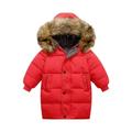 YYDGH Boy s Girls Winter Parka Jacket Hooded Puffer Ticken Coats Casual Button Zipper Hoodie Outerwears(Red 6-7 Years)