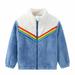 YYDGH Girls Zipper Jacket Fuzzy Sweatshirt Long Sleeve Casual Cozy Fleece Sherpa Outwear Coat Full-Zip Rainbow Jackets(Blue 5-6 Years)