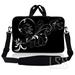 LSS 8-10.2 inch Laptop Sleeve Bag Compatible with Acer Dell MacBook Carrying Case Pouch w/ Handle & Adjustable Strap - Vines Black and White Swirl Floral