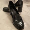 Michael Kors Shoes | Michael Kors Black Penny Loafers Patent Leather Block Heels Size 5 | Color: Black | Size: 5